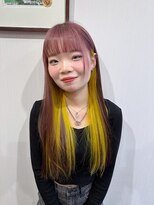 グランヘアー 南店(GRAN HAIR) 透け感ピンク＆ド派手インナーイエロー