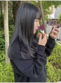 黒髪ロングヘアストレートヘアストレートパーマ前髪カット24