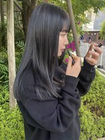 黒髪ロングヘアストレートヘアストレートパーマ前髪カット24