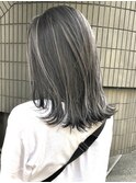 白髪ぼかし脱白髪染め似合わせミディアムレイヤー40代50代60代♪