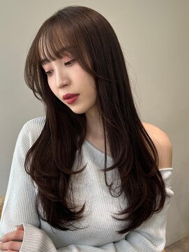 ノイカーム(noi Calm) 顔周りレイヤーカットくびれヘアミルクティーベージュカラー