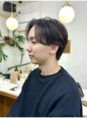 メンズカット/韓国風センターパート/シルバーグレー