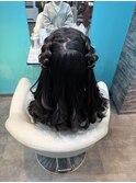 編み込みハーフツイン