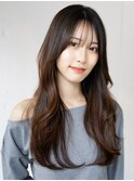 韓国風コテパーマくびれパーマイメチェンレイヤーカット前髪