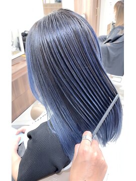 アッシュ 大宮店(Ash) ブルー系ハイライトバレイヤージュ