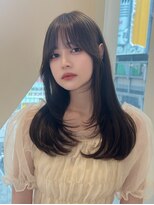 ニューヨークニューヨーク なんば道頓堀店(NYNY)&nbsp;前髪あり小顔ロングレイヤー×ミルクブラウン