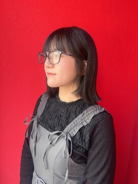 テントー 大泉学園店(Tento-) ナチュラル外ハネミディ × シースルーバング