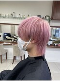 ウルフヘア×ハイトーン【ネオウルフ・ホワイトピンク】