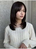 ◎ミディアムレイヤー/ミルクティーベージュ/韓国巻き/顔周り