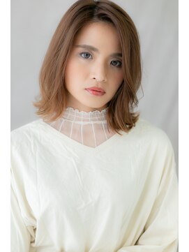 カバーヘアアンドスパ ブリス 浦和(COVER HAIR&SPA bliss) 外国人風ハイライトかきあげバングワンレン外ハネロブヘアY浦和