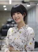 横顔キレイショート 前髪あり 黒髪 大野城 美容室