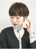 切りっぱなしショート・ボブ/絶壁解消/前髪なし/40代/30代/丸顔