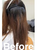 SLEEK式髪質改善　ビフォー内側