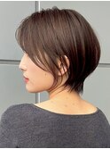 横浜西口大人ショートボブ前髪なしココアベージュ韓国30代40代