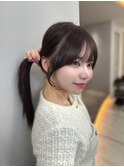 ミニウルフレイヤーカット顔周り前髪韓国ミディアムロング/池袋