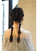 結婚式 二次会 ◎ 二つ結び 編み下ろし ヘアセット