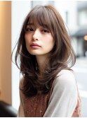 大人かわいいフェミニンたっぷりレイヤーショコラブラウン