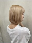 ブロンド/切りっぱなしボブ/切りっぱなし/ボブ/ミニボブ