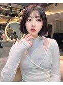 韓国ボブ/暗めカラー/顔まわり/シースルーバング5