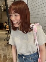 ナリー(Nary)&nbsp;オレンジカラー＋顔まわりカット/森/Nary六角/京都美容室