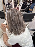 ハイライトカラーくびれヘアアプリコットオレンジ