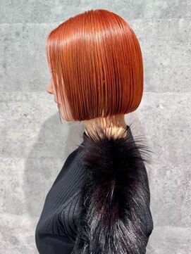 バランス 原宿 表参道(balance) チェリーオレンジ×ぱっつんボブ