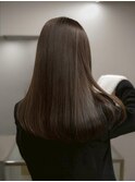 ツヤ感グレージュセミロング｜ブリーチなしカラー