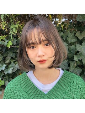 リークフー(Ree cu fuu) 大人可愛いボブオリーブベージュ透明感丸みボブアースカラー