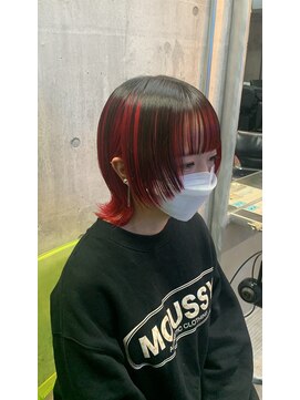 インク 渋谷(INK.) アンブレラカラー ブラック×レッド