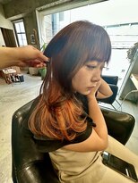 十角髪 インナーオレンジ × シャギースタイル