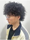 メンズマッシュウルフパーマシャドウパーマスパイラルパーマ