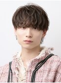 シャドウパーマワックスなし刈り上げアッシュブラウン