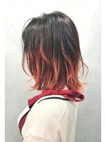 ヘアーワークス ヘルム 渋谷店(HAIR WORKS HELM)&nbsp;2セクションカラー☆オレンジ