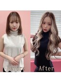 ホワイト×アッシュ#シールエクステ#セクションカラー#韓国#池袋
