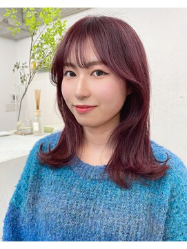 ニット(Knit) 顔周りレイヤー＆チェリーブラウン