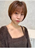 グレーベージュ/斜めバング/フレンチガーリー/ネイビー[笹塚]