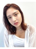 前髪なし＊暖色ブラウン