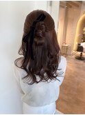 大人可愛いハーフアップ ドレスヘア 結婚式 お呼ばれ 二次会