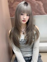 ロンドガーネット 池袋(Lond garnet)&nbsp;ミニウルフレイヤーカット顔周り前髪韓国ミディアムロング/池袋