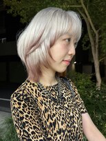 ヌエン 渋谷(NU/EN)&nbsp;ハイレイヤーウルフ/ホワイトシルバー/ワインレッドエンドカラー