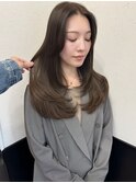 バタフライレイヤー/オリーブベージュ/ブリーチなし/ロング