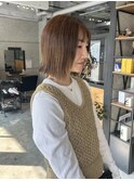 【札幌白石】レイヤーボブ/切りっぱなし/くすみベージュ