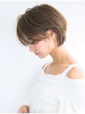 三軒茶屋/30代40代ショートカット透け感カラーベージュカラー