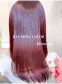 イルミナカラーブロッサムピンク美髪艶々髪質改善カラー韓国風