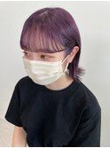 ダブルカラーピンクベージュピンクカラーケアブリーチミニボブ