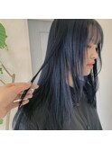 暗髪だけど透明感カラー　ブルーブラック