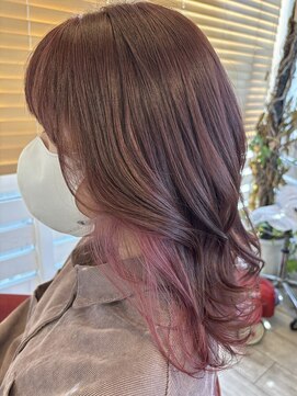 フラバー(flover) 全頭ブリーチ１回~ピンクブラウン×ペールピンク【miyabi】