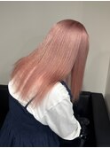 7819ベビーピンクハイライトバレイヤージュ艶髪ハイトーンカラー