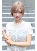 ★くびレイヤーボブルフネビージュ小顔ワンレンショート