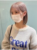 肩上ボブ/ミルクティーベージュ/ブリーチ/大阪/梅田
